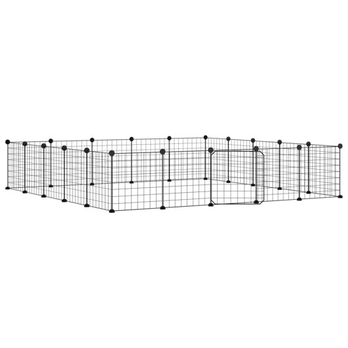Kavez za ljubimce s 20 panela i vratima crni 35 x 35 cm čelični - NOVO