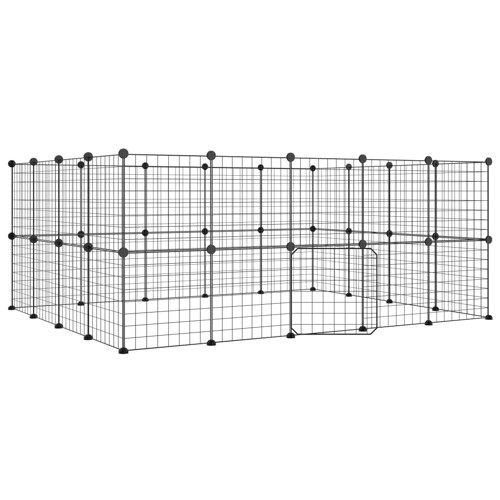 Kavez za ljubimce s 36 panela i vratima crni 35 x 35 cm čelični - NOVO