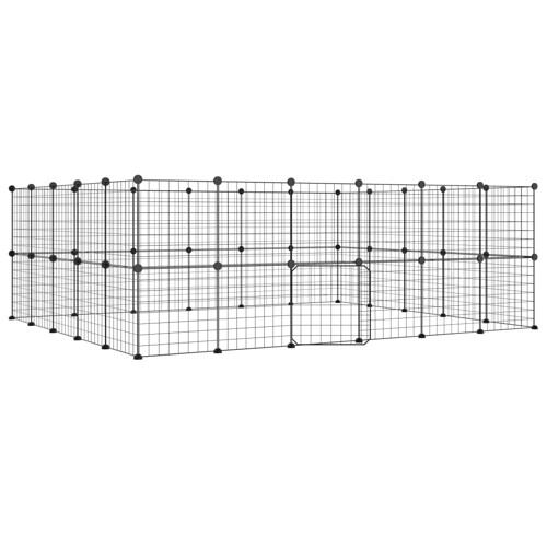 Kavez za ljubimce s 44 panela i vratima crni 35 x 35 cm čelični - NOVO