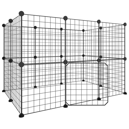 Kavez za ljubimce s 20 panela i vratima crni 35 x 35 cm čelični - NOVO