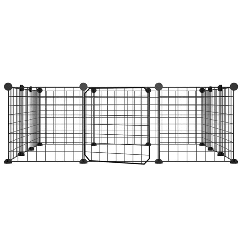 Kavez za ljubimce s 12 panela i vratima crni 35 x 35 cm čelični - NOVO
