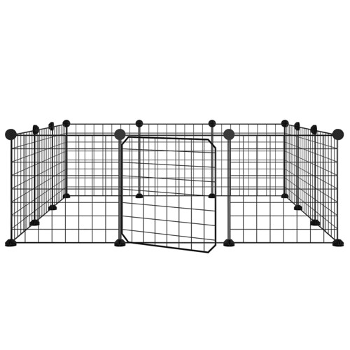 Kavez za ljubimce s 12 panela i vratima crni 35 x 35 cm čelični - NOVO