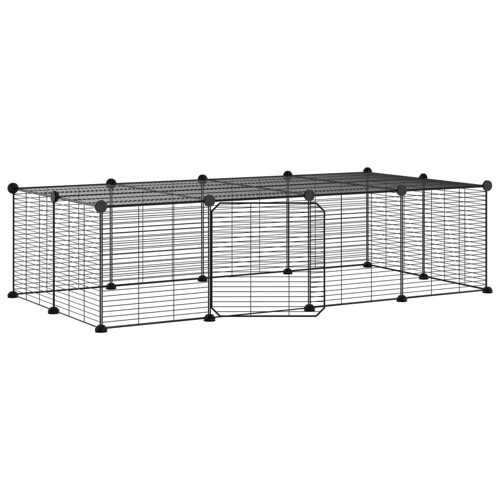 Kavez za ljubimce s 20 panela i vratima crni 35 x 35 cm čelični - NOVO