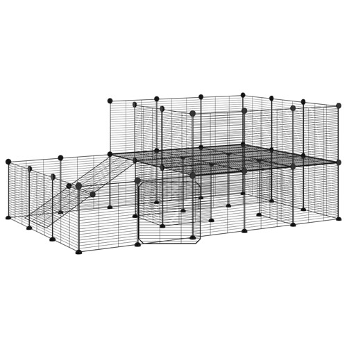 Kavez za ljubimce s 44 panela i vratima crni 35 x 35 cm čelični - NOVO
