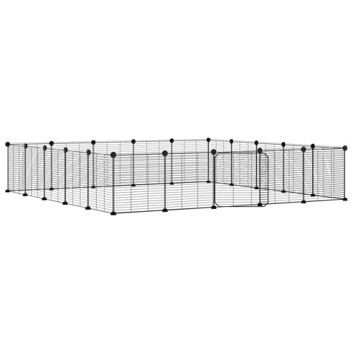 Kavez za ljubimce s 20 panela i vratima crni 35 x 35 cm čelični - NOVO
