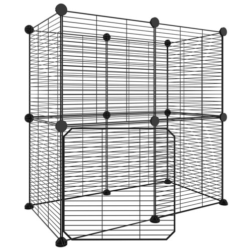 Kavez za ljubimce s 12 panela i vratima crni 35 x 35 cm čelični - NOVO