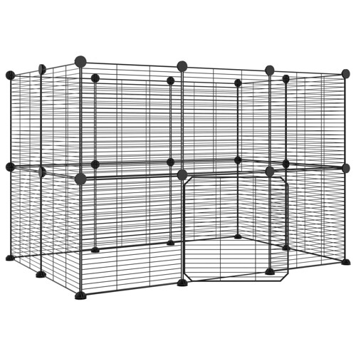 Kavez za ljubimce s 20 panela i vratima crni 35 x 35 cm čelični - NOVO