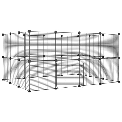 Kavez za ljubimce s 28 panela i vratima crni 35 x 35 cm čelični - NOVO