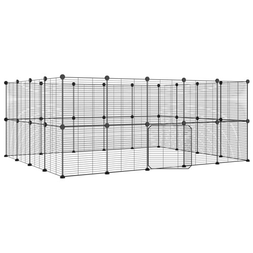 Kavez za ljubimce s 36 panela i vratima crni 35 x 35 cm čelični - NOVO