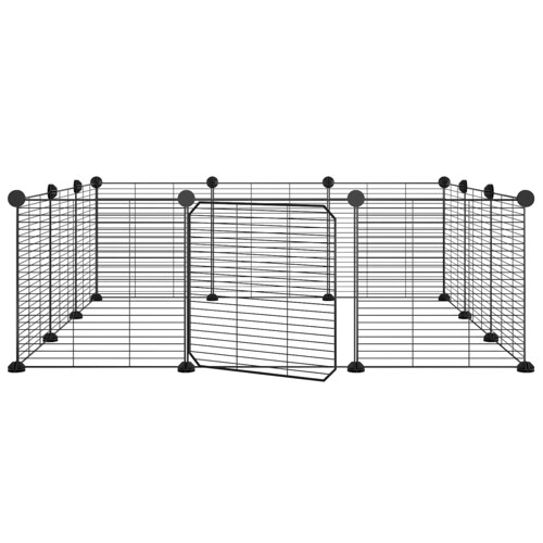 Kavez za ljubimce s 12 panela i vratima crni 35 x 35 cm čelični - NOVO