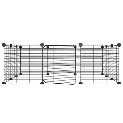 Kavez za ljubimce s 12 panela i vratima crni 35 x 35 cm čelični - NOVO