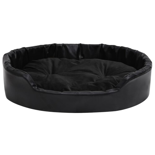Krevet za pse crni 90 x 79 x 20 cm od pliša i umjetne kože - NOVO