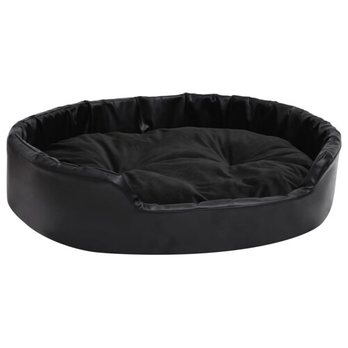 Krevet za pse crni 90 x 79 x 20 cm od pliša i umjetne kože - NOVO