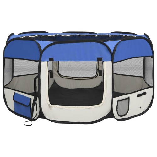 Sklopiva ogradica za pse s torbom plava 125 x 125 x 61 cm - NOVO