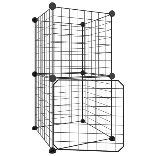 Kavez za ljubimce s 8 panela i vratima crni 35 x 35 cm čelični - NOVO