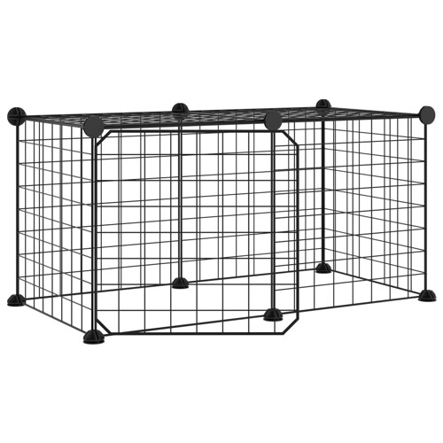 Kavez za ljubimce s 8 panela i vratima crni 35 x 35 cm čelični - NOVO