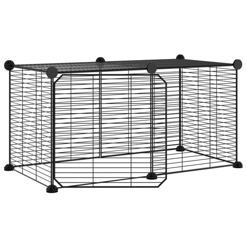 Kavez za ljubimce s 8 panela i vratima crni 35 x 35 cm čelični - NOVO