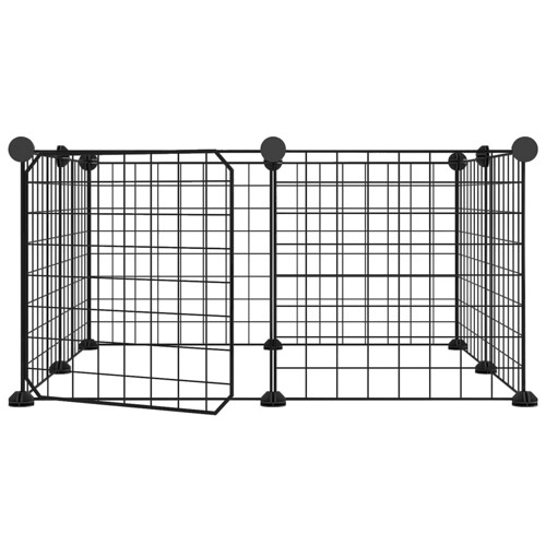 Kavez za ljubimce s 8 panela i vratima crni 35 x 35 cm čelični - NOVO