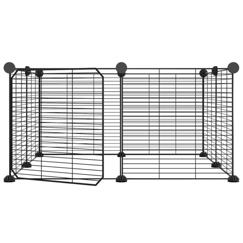 Kavez za ljubimce s 8 panela i vratima crni 35 x 35 cm čelični - NOVO