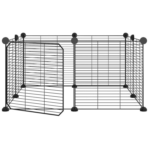 Kavez za ljubimce s 8 panela i vratima crni 35 x 35 cm čelični - NOVO