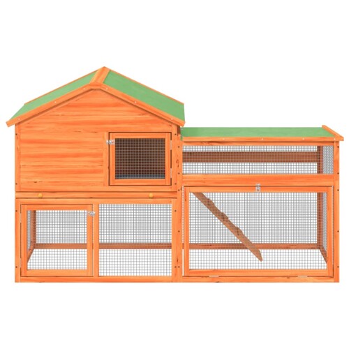 Kavez za zečeve smeđi 185,5x60,5x109,5 cm od masivne borovine - NOVO