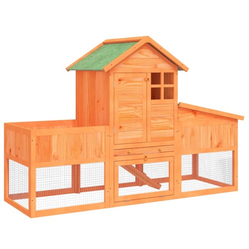 Kavez za zečeve smeđi 170 x 63 x 113 cm od masivne borovine - NOVO
