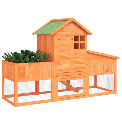 Kavez za zečeve smeđi 170 x 63 x 113 cm od masivne borovine - NOVO