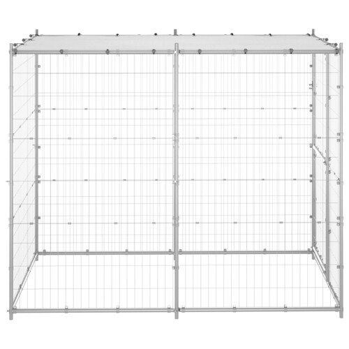 Vanjski kavez za pse s krovom pocinčani čelik 110x220x180 cm - NOVO