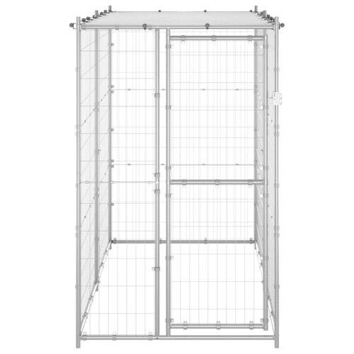 Vanjski kavez za pse s krovom pocinčani čelik 110x220x180 cm - NOVO