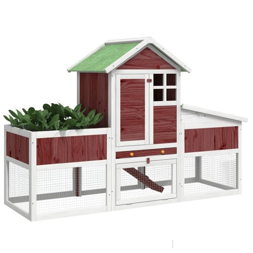 Kavez za zečeve boja kave 170 x 63 x 113 cm od masivne borovine - NOVO