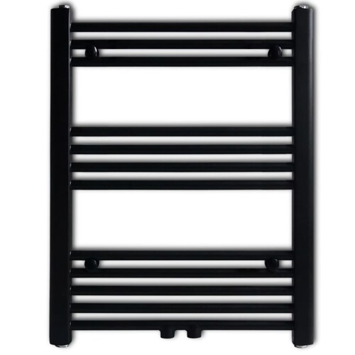 Kupaonski radijator za ručnike s prečkama ravni crni 600 x 764 mm - NOVO