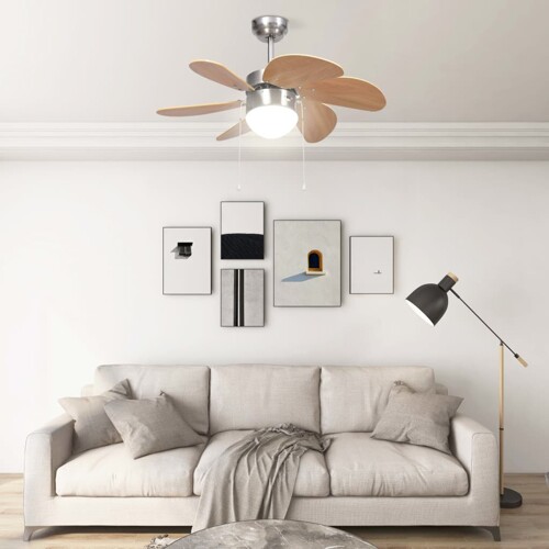Stropni ventilator sa svjetlom 76 cm svjetlosmeđi - NOVO