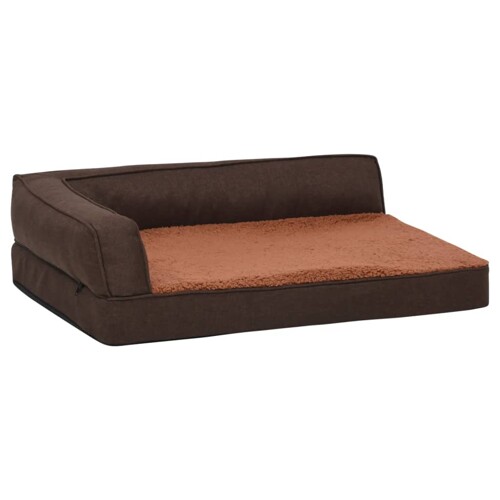 Ergonomski madrac za pse 60 x 42 cm flis izgled platna smeđi - NOVO