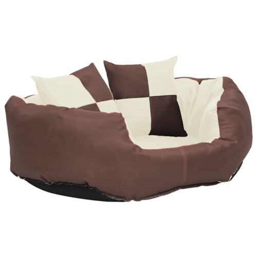 Dvostrani perivi jastuk za pse smeđi i krem 65 x 50 x 20 cm - NOVO