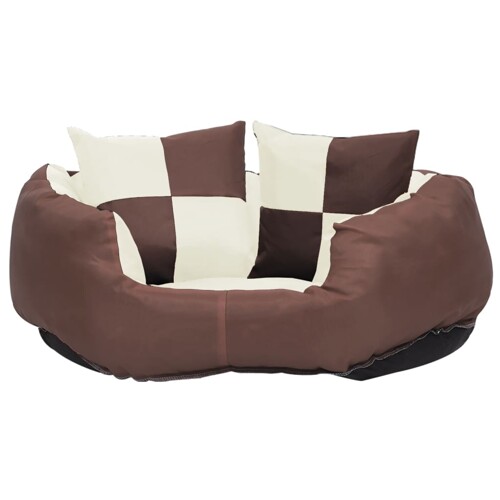 Dvostrani perivi jastuk za pse smeđi i krem 65 x 50 x 20 cm - NOVO