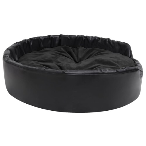 Krevet za pse crni 99 x 89 x 21 cm od pliša i umjetne kože - NOVO