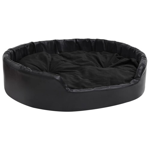 Krevet za pse crni 99 x 89 x 21 cm od pliša i umjetne kože - NOVO