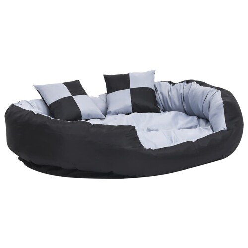 Dvostrani perivi jastuk za pse sivo-crni 110 x 80 x 23 cm - NOVO