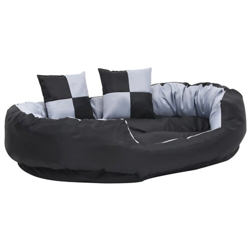 Dvostrani perivi jastuk za pse sivo-crni 110 x 80 x 23 cm - NOVO