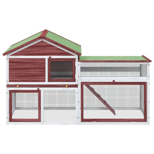 Kavez za zečeve boja kave 185,5x60,5x109,5 cm masivna borovina - NOVO