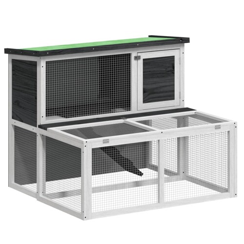 Kavez za zečeve sivi 102 x 90 x 84,5 cm od masivne borovine - NOVO