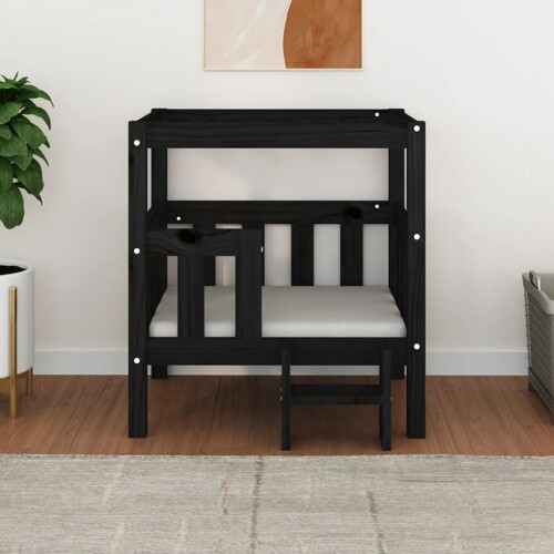 Krevet za pse crna 65,5x43x70 cm od masivne borovine - NOVO