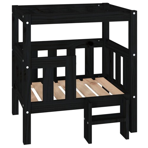 Krevet za pse crna 65,5x43x70 cm od masivne borovine - NOVO