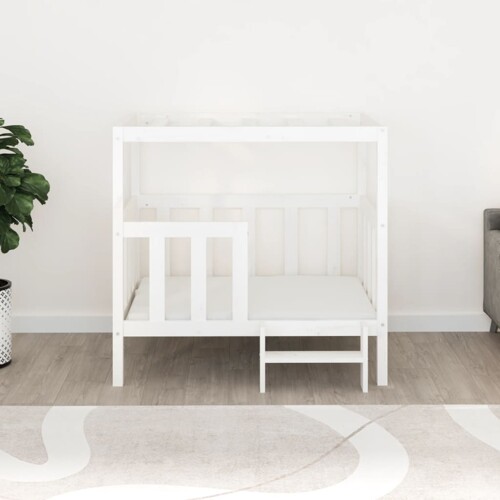 Krevet za pse bijeli 105,5x83,5x100 cm od masivne borovine - NOVO