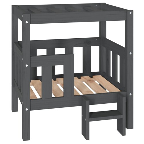 Krevet za pse sivi 65,5x43x70 cm od masivne borovine - NOVO
