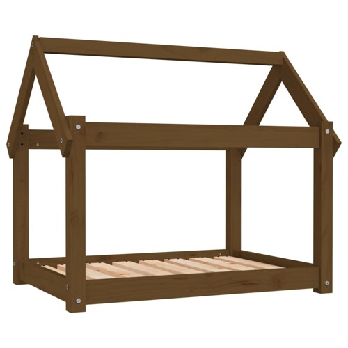 Krevet za pse smeđa boja meda 81x60x70 cm od masivne borovine - NOVO