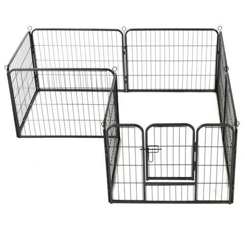Ograda za pse s 8 ploča od čelika 60 x 80 cm crna - NOVO