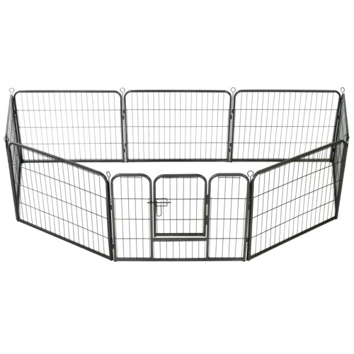 Ograda za pse s 8 ploča od čelika 60 x 80 cm crna - NOVO