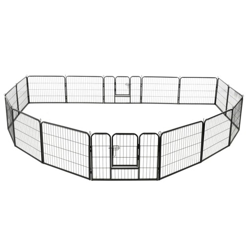 Ograda za pse sa 16 ploča od čelika 60 x 80 cm crna - NOVO