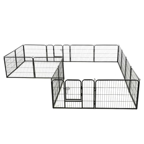 Ograda za pse sa 16 ploča od čelika 60 x 80 cm crna - NOVO